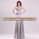 Real Sample Silver Long Evening Dresses Women Strapless Beading Top Gowns Formal Bridesmaid Dress Bowknot