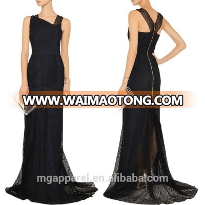 wholesale new fashion women clothes long evening party wear gown black crochet sexy evening gown dress