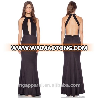 ladies black sexy long evening dress sexy halter neck evening gown evening dress with open back long